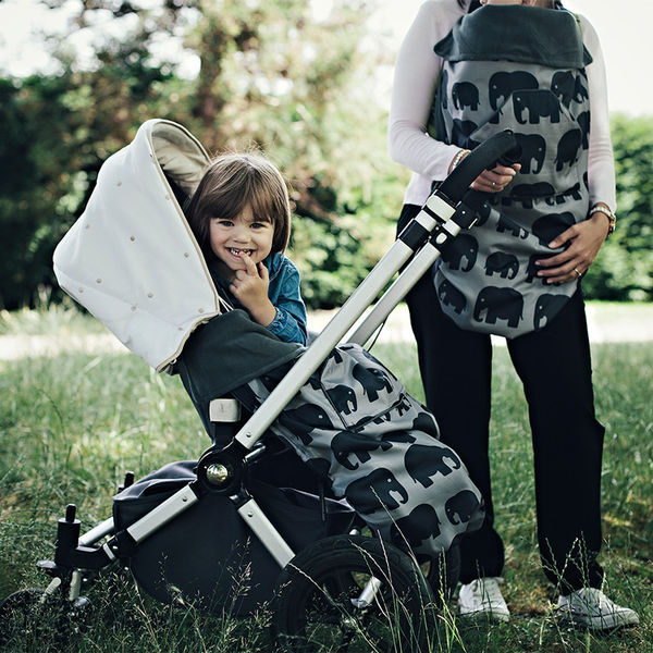 Funda para todo tipo de portabeb/és Dise/ño de elefantes Con forro polar BundleBean BabyWearing Gris